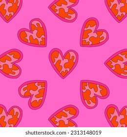 retro psychedelic patterns-hearts and valentines for February 14th.Funky and groovy heart shapes ornaments.Hippie rainbow backgrounds only good vibes.valentine's day 1970-1980