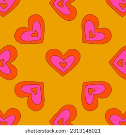 retro psychedelic patterns-hearts and valentines for February 14th.Funky and groovy heart shapes ornaments.Hippie rainbow backgrounds only good vibes.valentine's day 1970-1980