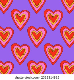 retro psychedelic patterns-hearts and valentines for February 14th.Funky and groovy heart shapes ornaments.Hippie rainbow backgrounds only good vibes.valentine's day 1970-1980