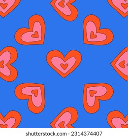 retro psychedelic patterns-hearts and valentines for February 14th.Funky and groovy heart shapes ornaments.Hippie rainbow backgrounds only good vibes.valentine's day 1970-1980