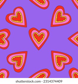 retro psychedelic patterns-hearts and valentines for February 14th.Funky and groovy heart shapes ornaments.Hippie rainbow backgrounds only good vibes.valentine's day 1970-1980