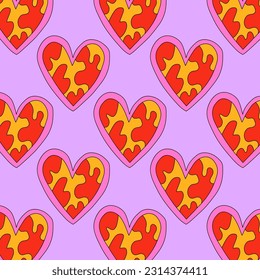 retro psychedelic patterns-hearts and valentines for February 14th.Funky and groovy heart shapes ornaments.Hippie rainbow backgrounds only good vibes.valentine's day 1970-1980