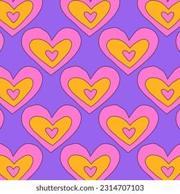 Y2k pink hearts. Groovy girly retro shapes. - Stock