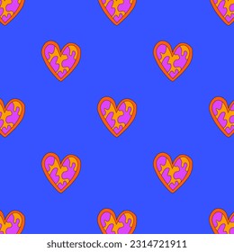 retro psychedelic patterns-hearts and valentines for February 14th.Funky and groovy heart shapes ornaments.Hippie rainbow backgrounds only good vibes.valentine's day 1970-1980