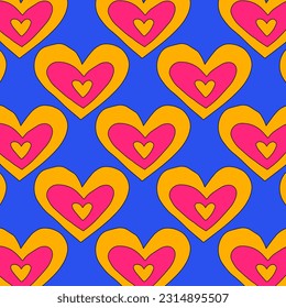 retro psychedelic patterns-hearts and valentines for February 14th.Funky and groovy heart shapes ornaments.Hippie rainbow backgrounds only good vibes.valentine's day 1970-1980