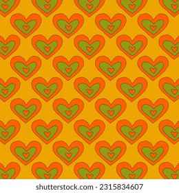 retro psychedelic patterns-hearts and valentines for February 14th.Funky and groovy heart shapes ornaments.Hippie rainbow backgrounds only good vibes.valentine's day 1970-1980