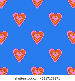 retro psychedelic patterns-hearts and valentines for February 14th.Funky and groovy heart shapes ornaments.Hippie rainbow backgrounds only good vibes.valentine's day 1970-1980