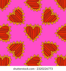 retro psychedelic patterns-hearts and valentines for February 14th.Funky and groovy heart shapes ornaments.Hippie rainbow backgrounds only good vibes.valentine's day 1970-1980