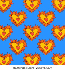 retro psychedelic patterns-hearts and valentines for February 14th.Funky and groovy heart shapes ornaments.Hippie rainbow backgrounds only good vibes.valentine's day 1970-1980