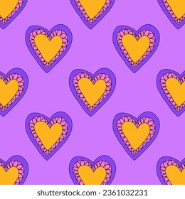 retro psychedelic patterns-hearts and valentines for February 14th.Funky and groovy heart shapes ornaments.Hippie rainbow backgrounds only good vibes.valentine's day 1970-1980