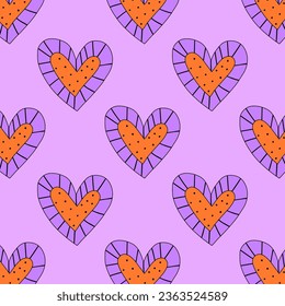 retro psychedelic patterns-hearts and valentines for February 14th.Funky and groovy heart shapes ornaments.Hippie rainbow backgrounds only good vibes.valentine's day 1970-1980