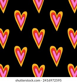 retro psychedelic patterns-hearts and valentines for February 14th.Funky and groovy heart shapes ornaments.Hippie rainbow backgrounds only good vibes.valentine's day 1970-1980