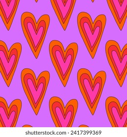 retro psychedelic patterns-hearts and valentines for February 14th.Funky and groovy heart shapes ornaments.Hippie rainbow backgrounds only good vibes.valentine's day 1970-1980