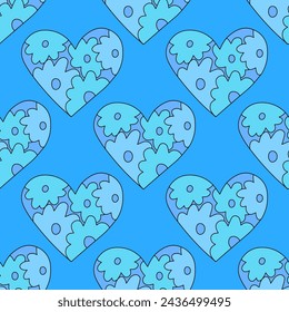 retro psychedelic seamless pattern -hearts and valentines for February 14th.Funky and groovy heart shapes ornaments.Hippie rainbow backgrounds only good vibes.valentine's day 1970-1980