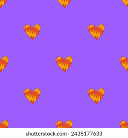 retro psychedelic seamless pattern -hearts and valentines for February 14th.Funky and groovy heart shapes ornaments.Hippie rainbow backgrounds only good vibes.valentine's day 1970-1980