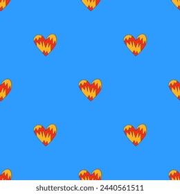 retro psychedelic seamless pattern -hearts and valentines for February 14th.Funky and groovy heart shapes ornaments.Hippie rainbow backgrounds only good vibes.valentine's day 1970-1980