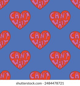 retro psychedelic seamless pattern -hearts and valentines for February 14th.Funky and groovy heart shapes ornaments.Hippie rainbow backgrounds only good vibes.valentine's day 1970-1980