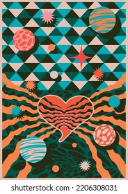 Retro Psychedelic Style Abstract Perspective Illustration