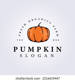 retro pumpkin illustration vector logo vintage template design