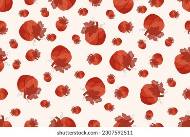 Retro Pumpkins seamless pattern. Endless ornament with Pumpkin. Wallpaper and bed linen print. Vector illustration.