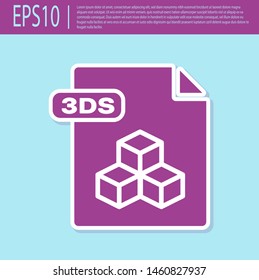Retro purple 3DS file document. Download 3ds button icon isolated on turquoise background. 3DS file symbol.  Vector Illustration