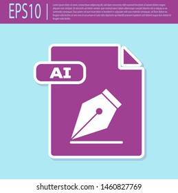 Retro purple AI file document. Download ai button icon isolated on turquoise background. AI file symbol.  Vector Illustration