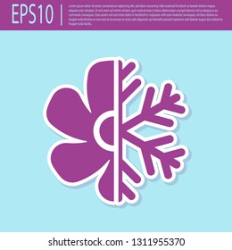 Retro purple Air conditioner icon isolated on turquoise background. Flat design. Vector Illustration