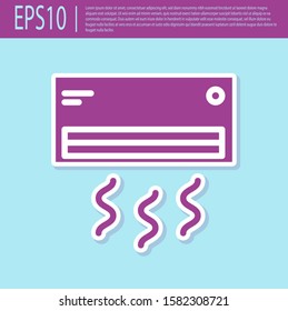 Retro purple Air conditioner icon isolated on turquoise background. Split system air conditioning. Cool and cold climate control system.  Vector Illustration