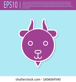 Retro purple Aries zodiac sign icon isolated on turquoise background. Astrological horoscope collection.  Vector Illustration