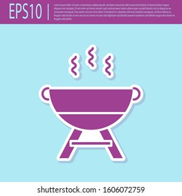 Retro purple Barbecue grill icon isolated on turquoise background. BBQ grill party.  Vector Illustration