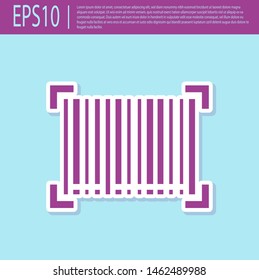 Retro purple Barcode icon isolated on turquoise background.  Vector Illustration