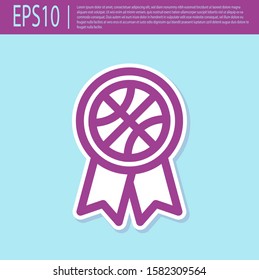 Retro purple Basketball award icon isolated on turquoise background.  Vector Illustration