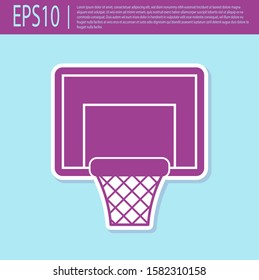 Retro purple Basketball backboard icon isolated on turquoise background.  Vector Illustration