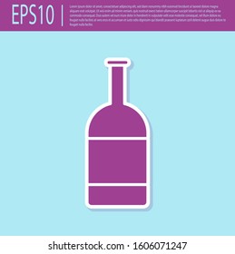 Retro purple Beer bottle icon isolated on turquoise background.  Vector Illustration