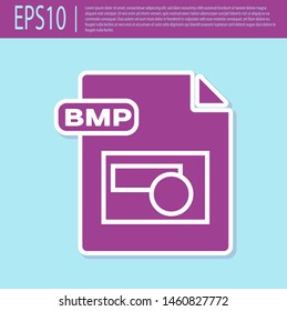 Retro purple BMP file document. Download bmp button icon isolated on turquoise background. BMP file symbol.  Vector Illustration