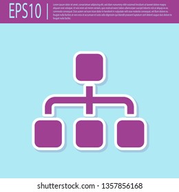 Retro purple Business hierarchy organogram chart infographics icon isolated on turquoise background. Corporate organizational structure graphic elements. Flat design. Vector Illustration