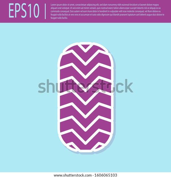 Retro purple Car tire icon isolated on\
turquoise background.  Vector\
Illustration