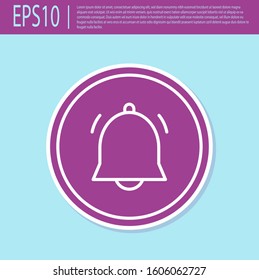 Retro purple Circle button and chat notification icon isolated on turquoise background. New message, dialog, chat, social network notification.  Vector Illustration