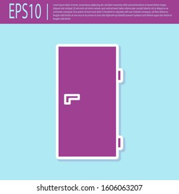 Retro purple Closed door icon isolated on turquoise background.  Vector Illustration