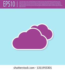 Retro purple Cloud icon isolated on turquoise background. Flat design. Vector Illustration