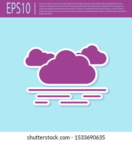 Retro purple Cloud icon isolated on turquoise background.  Vector Illustration