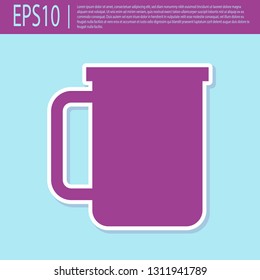 Retro purple Coffee cup flat icon isolated on turquoise background. Tea cup. Hot drink coffee. Flat design. Vector Illustration