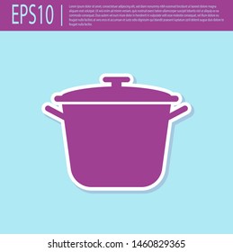 Retro purple Cooking pot icon isolated on turquoise background. Boil or stew food symbol.  Vector Illustration