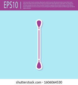 Retro purple Cotton swab for ears icon isolated on turquoise background.  Vector Illustration