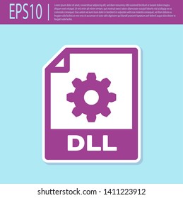 Retro purple DLL file document icon. Download dll button icon isolated on turquoise background. DLL file symbol. Vector Illustration