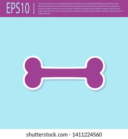 Retro purple Dog bone icon isolated on turquoise background. Pets food symbol. Vector Illustration