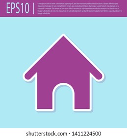 Retro purple Dog house icon isolated on turquoise background. Dog kennel. Vector Illustration