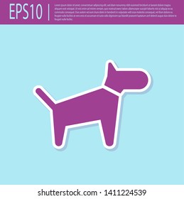 Retro purple Dog icon isolated on turquoise background. Vector Illustration