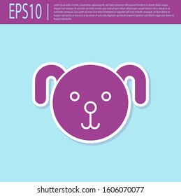 Retro purple Dog zodiac sign icon isolated on turquoise background. Astrological horoscope collection.  Vector Illustration