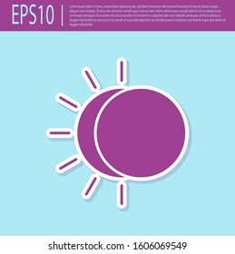Retro purple Eclipse of the sun icon isolated on turquoise background. Total sonar eclipse.  Vector Illustration